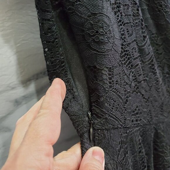 MllesReve Cocktail Party Dress Women Size XL Black Vintage Floral Lace Hi Low - Picture 6 of 11